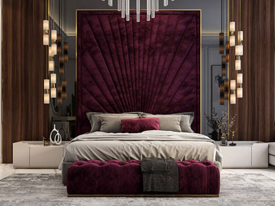 Sun Rays Design Headboard Bed