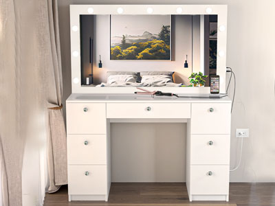 Vanity with a Wide Mirror