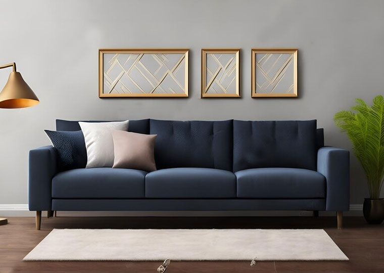 Living room sofa at best price in blue
