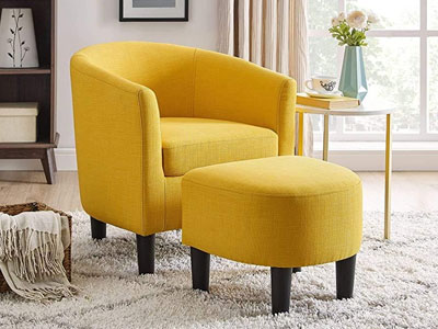 Camilla Fabric Barrel Chair with Ottoman Set